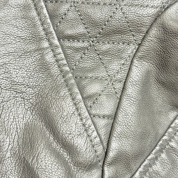 jacket leather BACCINI S black soft zip front zip pockets peplum hem vintage - Picture 10 of 15